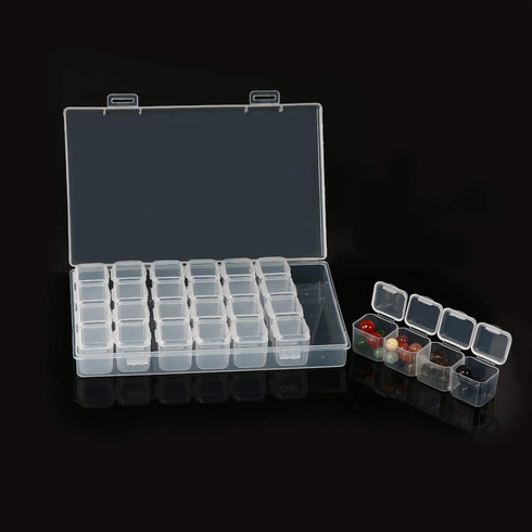 KINJOEK 8 Pack 28 Grids Diamond Paint Storage Boxes, 224 Slots Plastic Bead Organizer Containers with Labels, Movable Dividers Diamond Craft Paint...