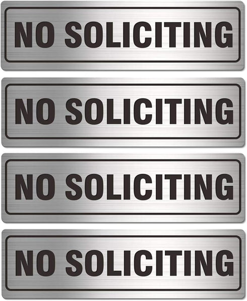 No Soliciting Sign for House Door 7.0" x 2.0" Signs for Business Home Office Wall with Strong Self Adhesive Aluminum Metal Signboard Keep Solicito...