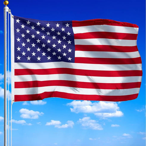 50 FT Flagpole Halyard Rope + 2 Pcs 3.5" Flag Swivel Snap Clips - Flag Pole Hardware Accessories Kit Rope with Eye Bolt Gold Hooks...