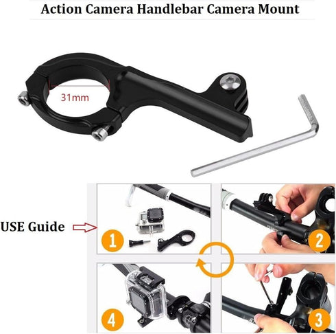 VVHOOY Aluminum Bike Bicycle Motorcycle Handlebar Mount Adapter Compatible with Gopro Hero 11/10/9/8/7/6/5/4/AKASO Brave 4/5/6 Plus/7 le/v50/EK700...