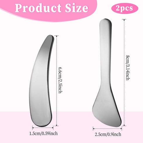 2Pcs Cosmetic Spatula Reusable Facial Massage Spatula Practical Mini Makeup Eye Cream Applicator Multi-functional Beauty Face Skincare Spoon for M...