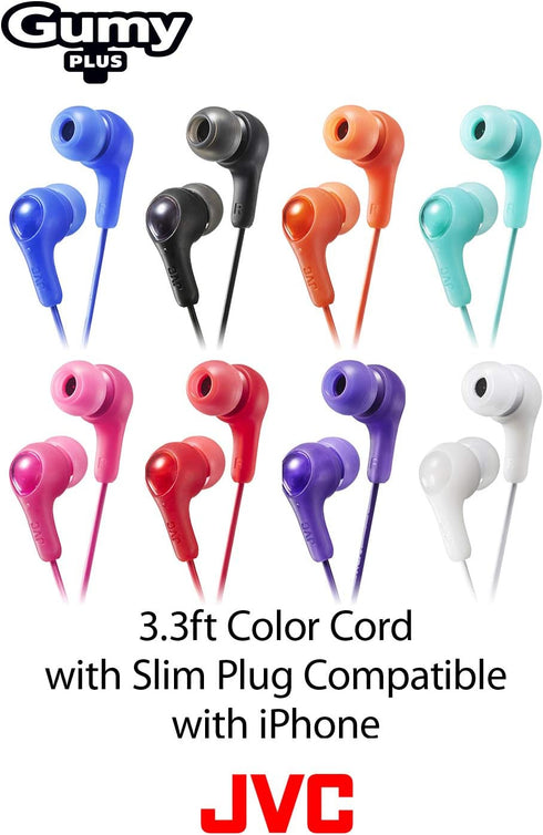 JVC Gumy in Ear Earbud Headphones, Powerful Sound, Comfortable and Secure Fit, Silicone Ear Pieces S/M/L - HAFX7G Green...