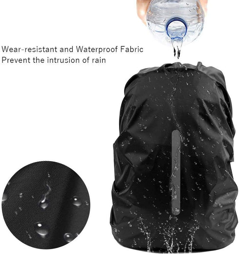 LAMA 2pcs Waterproof Rain Cover for Backpack, Reflective Rainproof Protector for Anti-dust and Anti-Theft M 26L-40L Black...