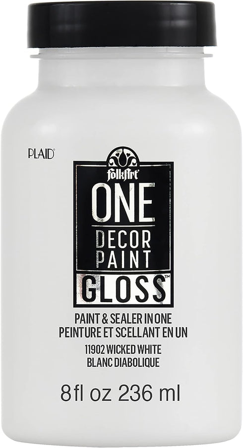 FolkArt, Wicker White One Assorted 8 fl oz / 236 ml Brilliant Gloss Acrylic Paint For Easy To Apply DIY Crafts, Art Supplies With A Glossy Finish,...