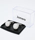 Round Polished Stone Cufflinks for Men Lady In Gift Case Classic Silver Gemstone Men's Cufflinks Jewelry Set for Wedding Anniversary Business Part...