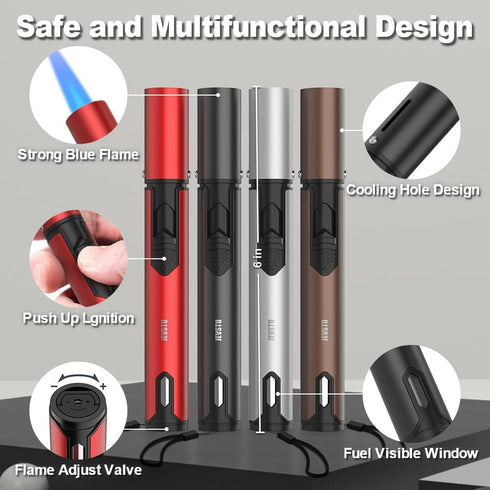 4 Pack Torch Lighter, Long Lighter, Adjustable Multipurpose Refillable for Grill BBQ...