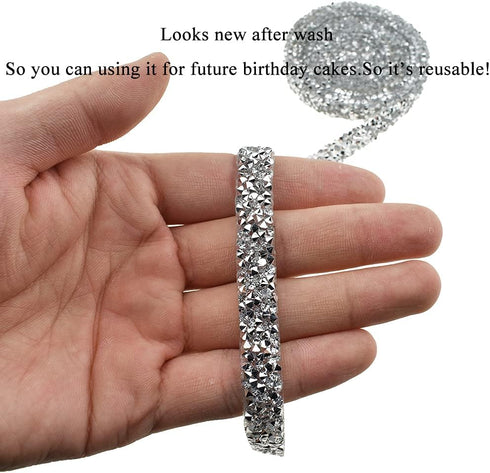 Hahiyo Crystal Rhinestone Ribbon Heat Glue Bling Wrap Sparkles 1 Yard 1cm 1.5 cm 2cm 3cm Ironing Stick 4 PCS Multi-Function for Mirror Jewelry Box...