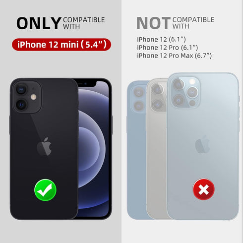 WIFORT for iPhone 12 Mini Waterproof Case with One Metal Ring Compatible with Magsafe Charger Accessories, Full Body Protective Cover Dustproof Sn...