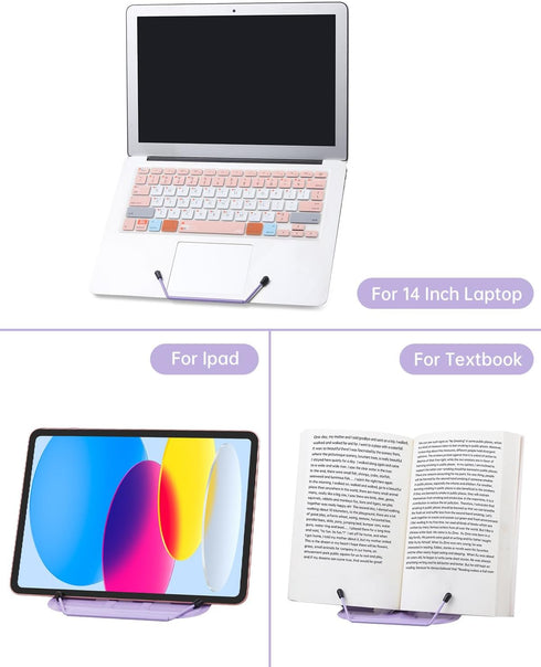 Book Stand for Reading, Adjustable Reading Rest Book Holder, Documents Holder, Cookbook Holder, Sturdy Typing Stand for Recipes Textbooks Tablet M...