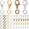 1 Box 400Pcs 4 Colors Lobster Claw Clasp Metal Keychain Clasps & 400Pcs Open Jump Rings Small Trigger Clasp Findings for Jewelry Making Clasps Sup...