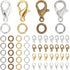 1 Box 400Pcs 4 Colors Lobster Claw Clasp Metal Keychain Clasps & 400Pcs Open Jump Rings Small Trigger Clasp Findings for Jewelry Making Clasps Sup...