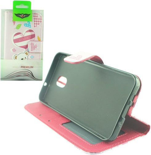 For Samsung Galaxy J7 (2018), J7 Refine, J7 Star, J7V 2nd Gen. SM-J737 - Image Flip Wallet Case + Tempered Glass Screen Protector - Bear...