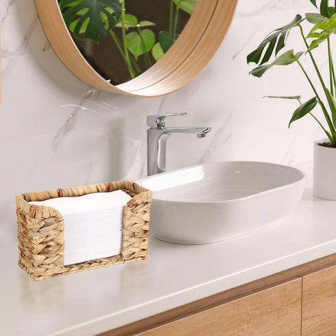 Sumnacon Paper Towel Dispenser Countertop Water Hyacinth Paper Towel Dispenser for Bathroom Toilet Kitchen Counter,Wicker Paper Towel Holder Count...