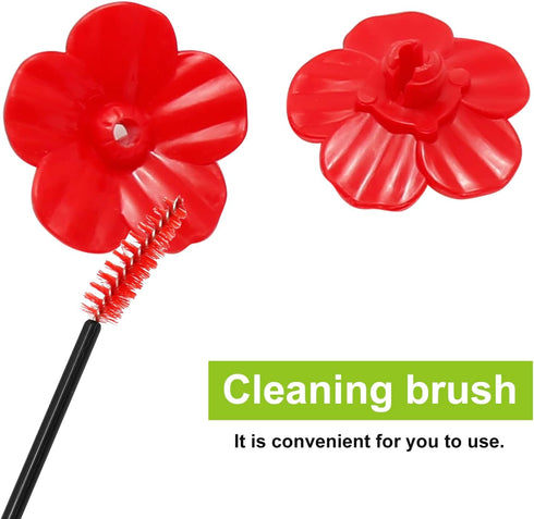 Hummingbird Feeder Flowers, 30 Sets Red Hummingbird Bird Feeder Flowers and 3 Hummingbird Feeder Cleaning Brushes, Multicolor Unique Replaceable H...