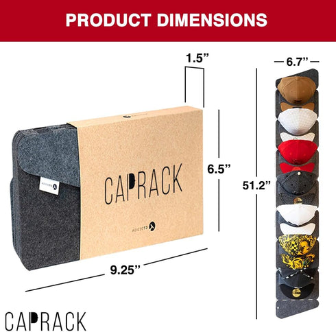 CT Design CapRack The Original Hat Organizer for Baseball Caps, Hat Rack for Wall & Storage Solution, Snapback and Fitted Holder Display, No Assem...