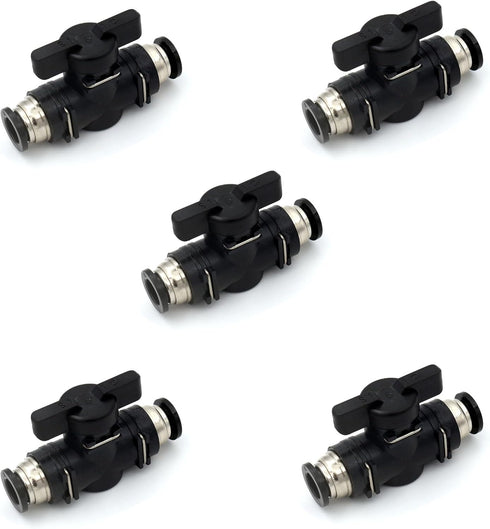10mm Push to Connect Ball Valve Union Air Flow Control Valve Quick Connect Tube Fittings Pneumatic Valve Air Hose Fittings 5pack...