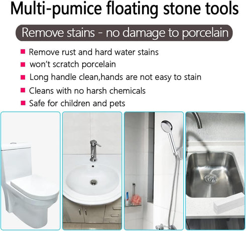 Pumice Stone for Toilet Bowl Cleaning,Scouring Stick Powerfully Cleans Away Limescale Stain,Hard Water Rings, Calcium Buildup,Iron&Rust. Remover f...
