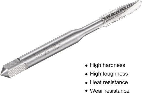 uxcell Spiral Point Threading Tap 10-24 UNC, HSS (High Speed Steel) Machine Thread Screw Tap 3 Straight Flutes Uncoated Tapping Tool H2 Tolerance...