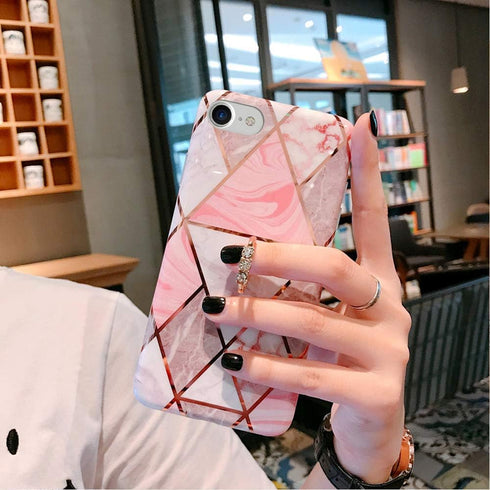 Qokey Compatible with iPhone SE Case 2022/2020,for iPhone 7/8 Cases 4.7" Marble Cute Design for Women Girls 360 Degree Rotating Ring Kickstand Sof...