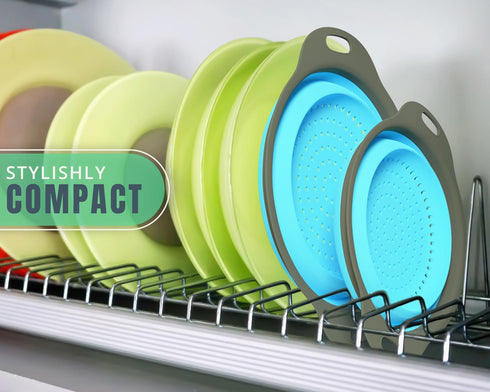 Ultimate Kitchen Strainers Set of 2 - Collapsible Silicone Colanders For Easy Storage by Comfify - Use with Pasta & Veggies or as a Fruit or Berry...
