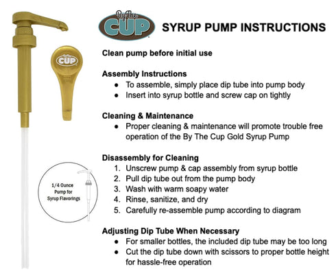 By The Cup Gold Coffee Syrup Pump for 750 ml Bottles (Pack of 2) Fits Upouria, Torani, DaVinci, and Monin (1L Plastic Only)...
