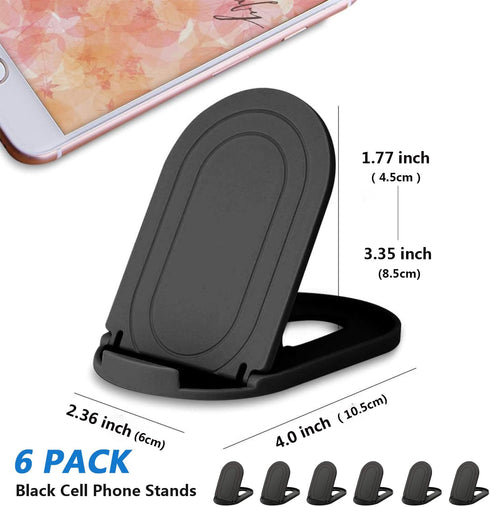 Cell Phone Stand for Desk, 6 Pack Black Phone Stand Portable Foldable Desktop Cell Phone Holder Adjustable Universal Multi-Angle Cradle Kickstand ...