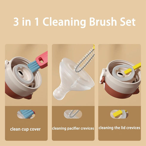 3 Pack 3 in 1 Multifunctional Cup Lid Cleaning Brush, Water Bottle Cleaner Brush Crevice Cleaning Brush for Bottle Gap Tight Spaces Cup...