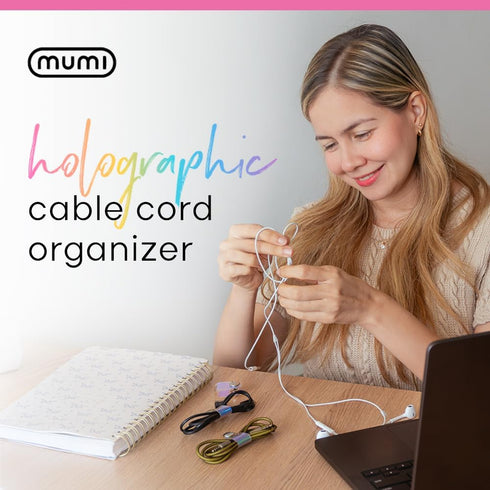 MUMI Holographic Cord Organizer - Stylish Cable Ties and Cord Wraps for Cable Management - Set of 3 Durable 3.1 x 0.78-inch Straps...