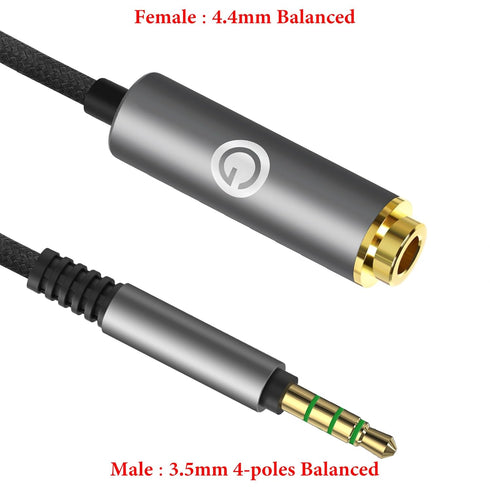 GEEKRIA 3.5mm to 4.4mm Balanced Adapter Cable, 5-core Audio Conversion Cord, Headphone Plug Adapter, Aluminum Alloy Connector, PP Yarn Braided Upg...