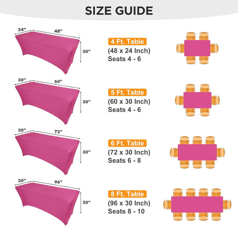 1Pack,4FT Fuchsia Spandex Table Cover Fitted Rectangular Tablecloth Stretchable Tablecloth 6 ft Wrinkle-Free for Party Tradeshows Banquet Weddings...