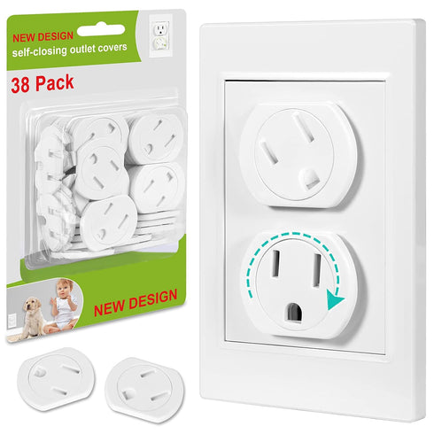 Outlet Covers (38 Pack) Child Proof Outlet Plug Covers Self-Closing Design Swivel Baby Proof Outlet Covers Durable ABS Plastic Electrical Outlet P...