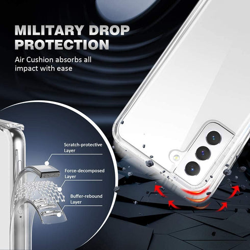 KIOMY Clear Case for Samsung Galaxy S21, 360 Full Body Protection Heavy Duty Shockproof Dual Layers Design, Raised Hard PC Front Cover with Build ...