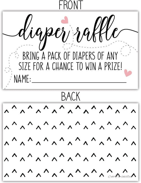 50 Sweet Heart Diaper Raffle Tickets | Gender Neutral Baby Shower Game...