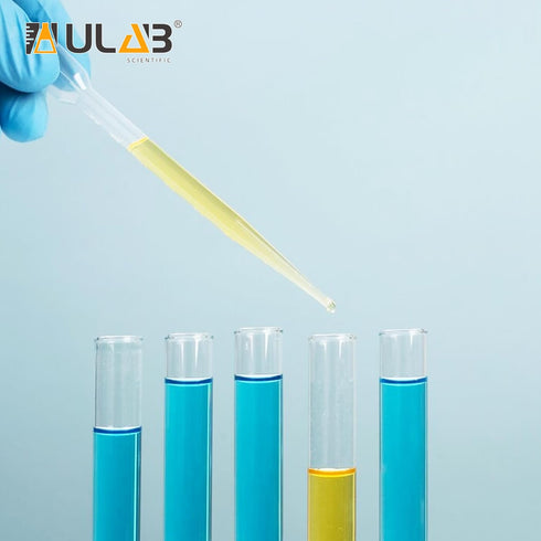 ULAB Sterile Transfer Pipette, Essential Oils Pipettes Vol. 5ml, 2ml Graduated, 0.5ml Graduation Interval, 155mm Long, Low-Density Polyethylene Ma...