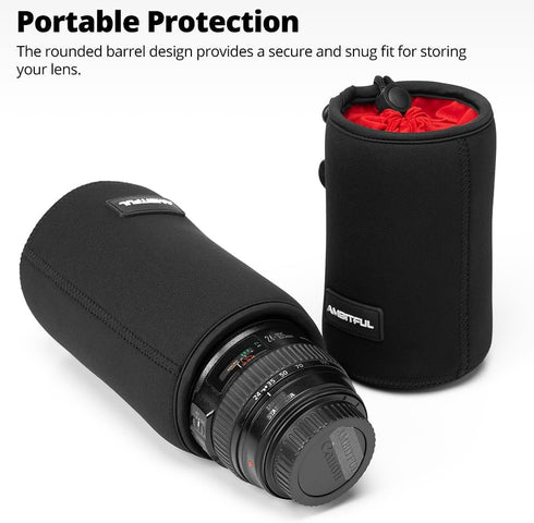 AMBITFUL 3.39x 5.9 inch / 100 * 150 mm M Size Lens Pouch Compatible for Canon, Nikon, Sony, Pentax, Olympus Small Camera Lens Case Bag Thick Prote...