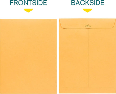 EnDoc 9 1/2 x 12 1/2 Clasp Envelopes - 10 Pack - Brown Kraft Catalog Envelopes Gummed Seal Closure – 28lb Heavyweight Paper 9.5x12.5 inch Envelope...