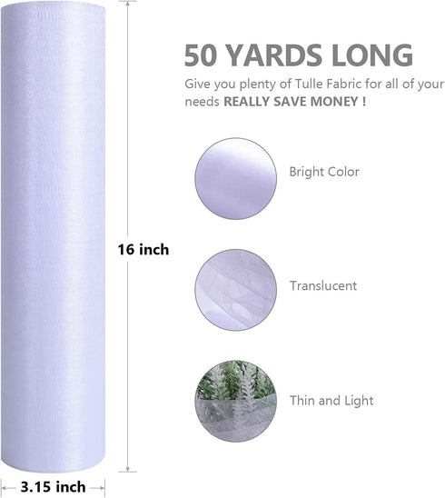 Crystal Organza Fabric Tulle - 16" by 50 Yards Sheer Fabric for Wedding Party Decoration Bridal Shower Tutu Roll Netting Spool Ribbon Wrapping (Wh...