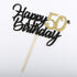 PALASASA Black Gold Glitter Happy Birthday cake topper - 50 Anniversary/Birthday Cake Topper Party Decoration (50th)...