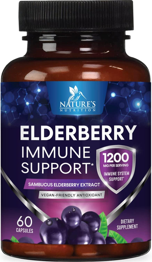 Elderberry Immune Support 10:1 Extract Capsules - Daily Immune Support Supplement for Adults, Natural Sambucus Black Elderberry Vitamins, Vegan Vi...