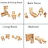 BOHS 34-Piece Dollhouse Furniture Set - Laser Cut Wooden 3D Puzzles - Miniature Doll House DIY Models and Accessories...