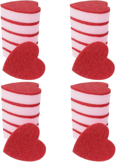 Heart Shaped Sponge, Dual-Sided Kitchen Scrubber for Washing Dishes, Pots, Pans and General Household Cleaning, Pink (24 Pack)...