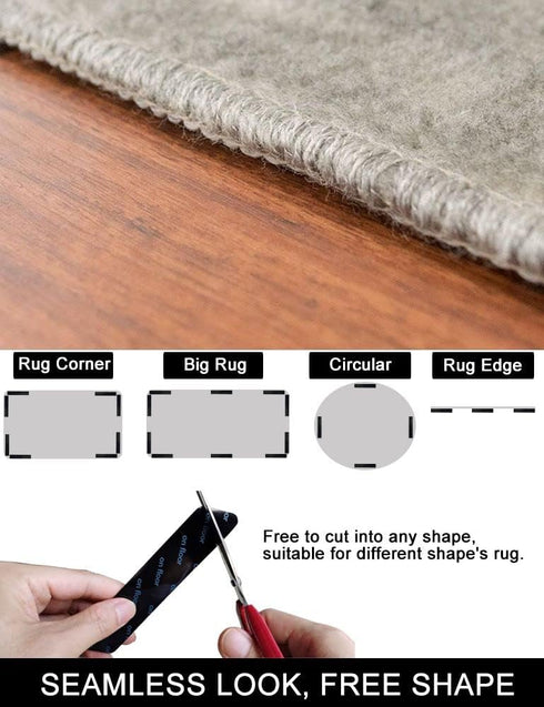 16 pcs Rug Pads Grippers, Non Slip Grippers for Hardwood Floors Hold Rugs in Place, Easy to Install and Reusable Carpet Tape, Rugs Tape for Area R...