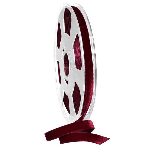 Morex Ribbon Nylvalour Velvet Ribbon, Nylon, 3/8 inch by 11 Yards, Wine, Item 01210/10-424, 3/8" by 11 yd,...