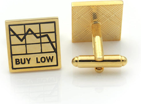 Buy Low Sell High Stock Market Financial Consultant Investment Banking Gold Cufflinks...