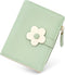 Cute Wallets for Women, Bifold RFID Blocking Small Womens Wallet with Zipper Coin Pocket (Green,Flower)...