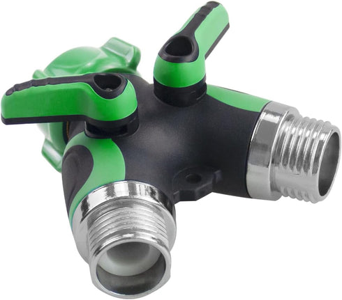 Hose Splitter, 2 Way Heavy Duty Garden Faucet,Garden Y Hose Connector Metal Body,Garden Hose y Splitter for Outdoor and Indoor Use (2, Green, 3.58...