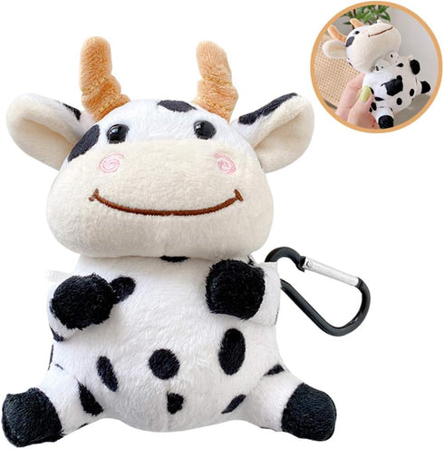 UnnFiko Plush Doll Case Compatible with Airpods, Cute Piglet Cow Soft Fur Fluffy Case Cover with Keychain (Airpods 1 & 2, Cute Cow)...