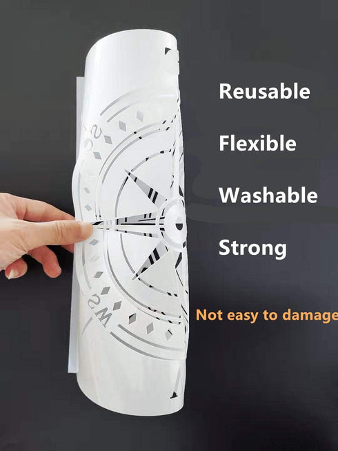 Compass Stencil for Painting on Wood, Walls, Fabric, Airbrush, More | Reusable 11.8 x 11.8 inch Mylar Template...