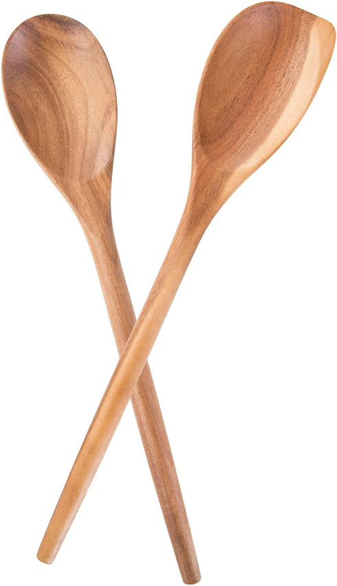 2PCS Acacia Wooden Spoons For Cooking-14 Inch Smooth Finish Cooking Spoons-Comfortable Grip Wood Spoons for Cooking - Non-Stick Cooking Utensils (...