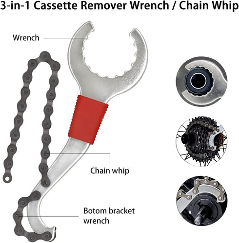 Bike Tool Kit, 6 Pcs Professional Bicycle Repair Tools for Mountain Bike with 3-in-1 Cassette Remover Wrench Chain Breaker Crank Puller Extractor ...